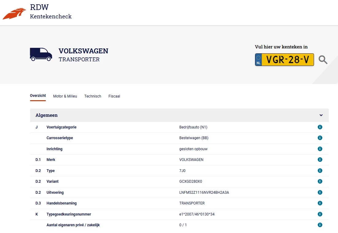 Hoofdafbeelding Volkswagen Transporter