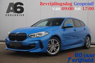 BMW 1-serie 118i Business Edition M Sport Automaat Black Optic Virtual Cockpit Sfeerverlichting Navigatie Carplay Android Sportstoelen Clima Cruise PDC Misano Blue