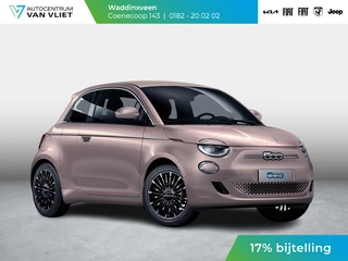 Fiat 500e 3+1 La Prima 42 kWh | 17% Bijtelling | Clima | Cruise | Leder | 17" | Priv Glass | Winter Pack | JBL Sound | BSM | Apple Carplay