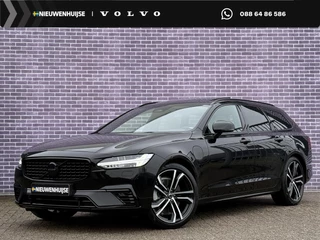 Volvo V90 2.0 T8 Plug-in hybrid AWD Ultimate Dark | SOH 99% | Luchtvering | Harman/Kardon | Massage | Stoel Verwarming-Koeling | Trekhaak | Schuif/Kantel Panoramadak | Memory |