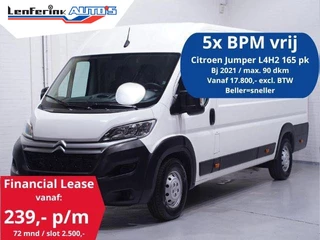 Citroen Jumper 2.2 BlueHDi 165 pk L4H2 va 239,- p/mnd 5x Voorraad Navi, Camera, Airco, Laadruimte Pakket, 3-Zits