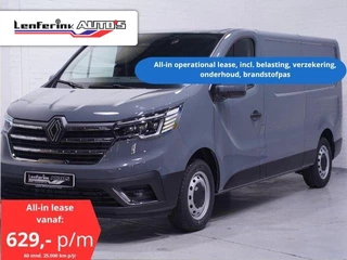 Hoofdafbeelding Renault Trafic Renault Trafic 2.0 Blue dCi 130 pk L2H1 All-In Lease Airco, Cruise Control, LED Koplampen, Apple Carplay, Nieuw, 3-Zits